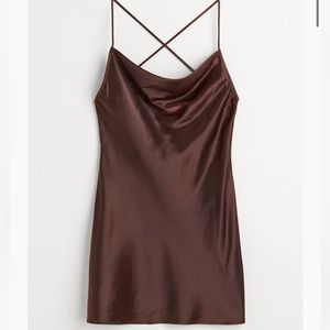silk open back mini dress h and m